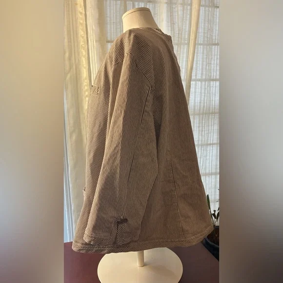 Live a Little Brown and Cream Striped Lightweight Jacket - Picture 6 of 10